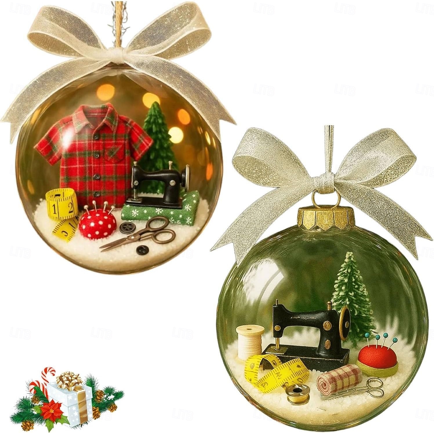 Weihnachtskugeln Lustig Weihnachten Nähen Thema Schneekugel Ornament Mit Stabiler Weihnachts Ornamente
