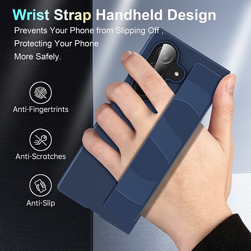 Phone Case For Samsung Galaxy Z Fold 7 Z Fold 6 Z Fold 5 Z Fold 4 Back Cover with Wrist Strap Shockproof Retro Silicone 2025 - $13.99 –P8