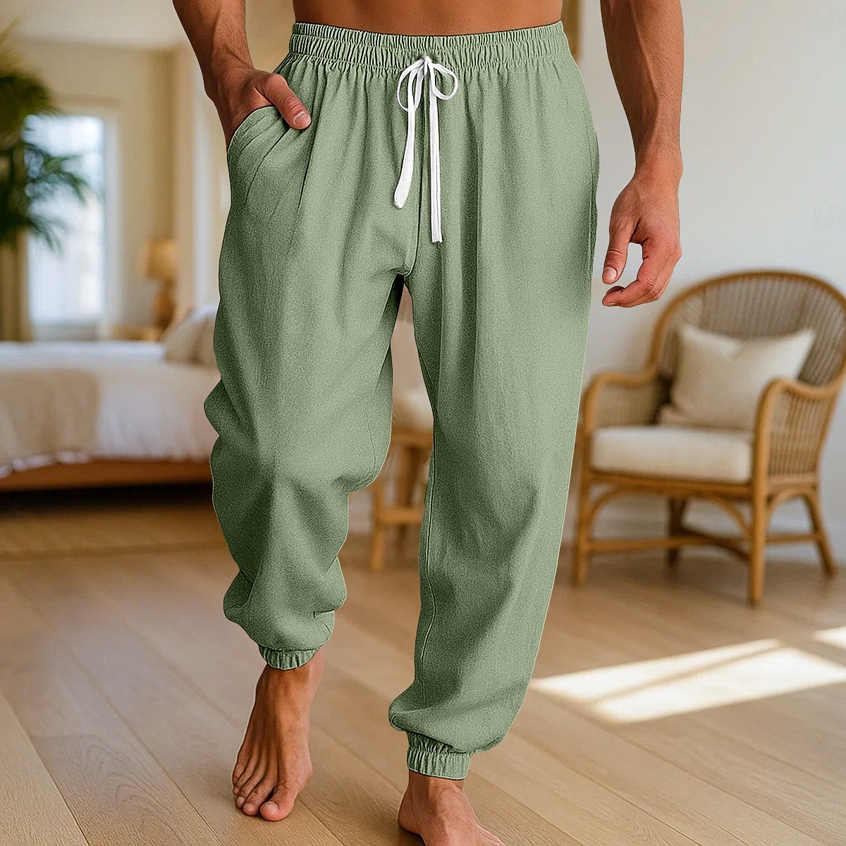 Per uomo Pantaloni di Lino Pantaloni Pantaloni Estivi Pantaloni da Spiaggia Coulisse Elastico in vita Polsino elastico Semplice Comodità Traspirante Lunghezza intera Casuale Quotidiano Ferie Vacanza del 2025 a $23.99 –P1