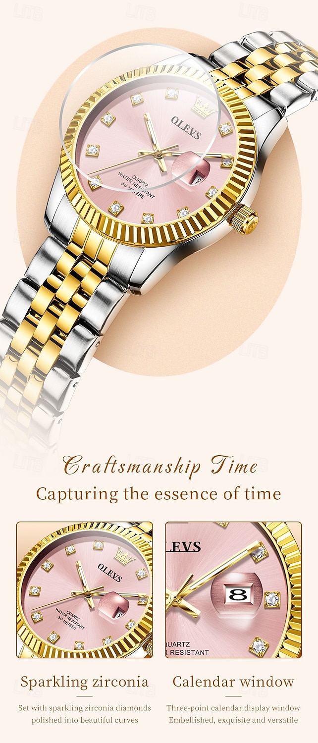 OLEVS Mother's Day Gift for Women Quartz Watch Minimalist Fashion Business Wristwatch Luminous Calendar Waterproof Decoration Alloy Watch 2026 - $38.99 –P3