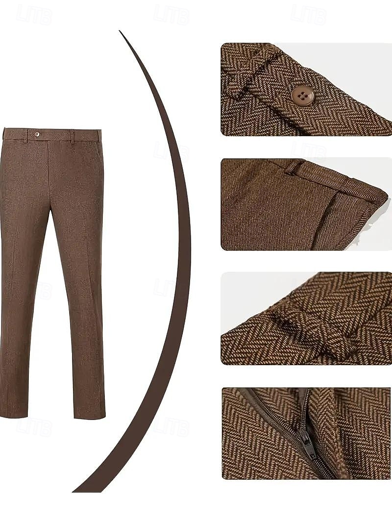 Pour des hommes Affaires Mariage d'automne Costumes de mariage Revers Cranté Marron Formel Couleur Unie Coupe sur mesure 3 pièces de 2025 ? $159.99 –P5