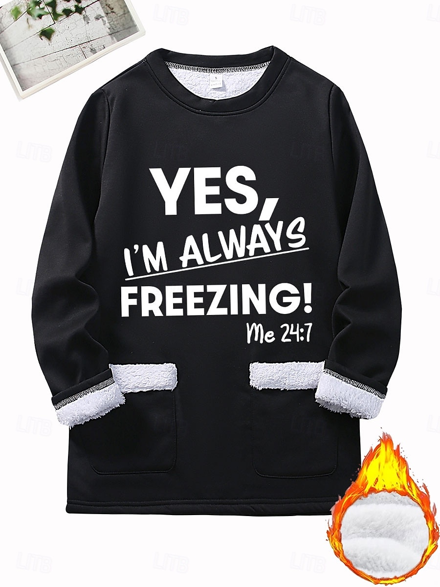 Γυναικεία Φούτερ πουλόβερ Pullover Τσέπη Στάμπα Γραφική Γράμμα Ζεστό Μοντέρνα Καθημερινό Μακρυμάνικο Στρογγυλή Ψηλή Λαιμόκοψη Στρογγυλή Λαιμόκοψη Μακριές μπλούζες Δρόμος Καθημερινή Ένδυση 2026 - $27.99 –P5