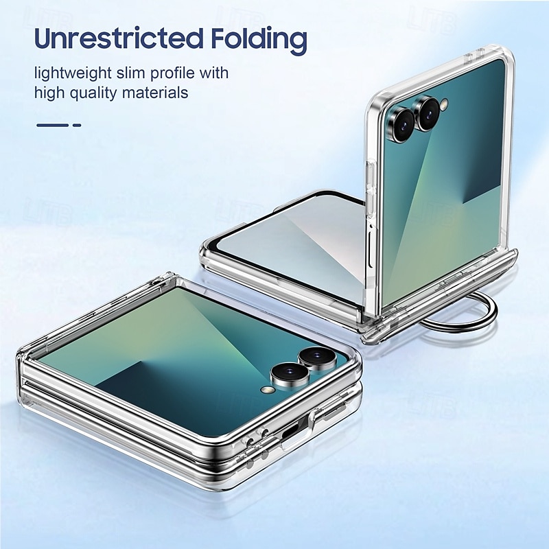 Phone Case For Samsung Galaxy Z Flip 7 Z Flip 6 Z Flip 5 Back Cover Ring Buckle Shockproof Retro PC 2026 - $15.99 –P5