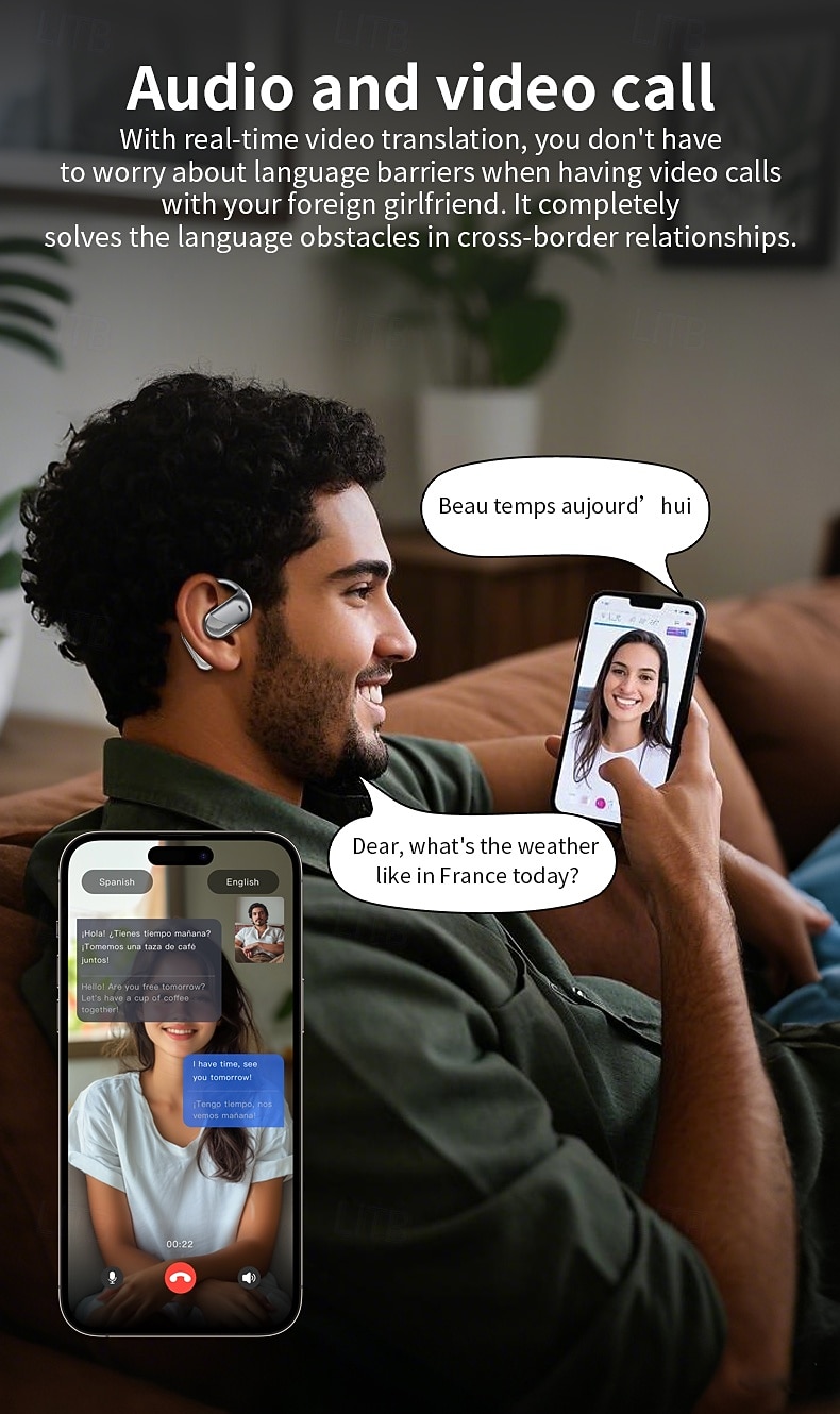Language Translation Earbuds Two-way Real-time Translation With Wireless And App Online Instant Voice Translation Function Suitable For Travel Business And Learning Use. Valentine's Day Gift 2026 - $31.99 –P7
