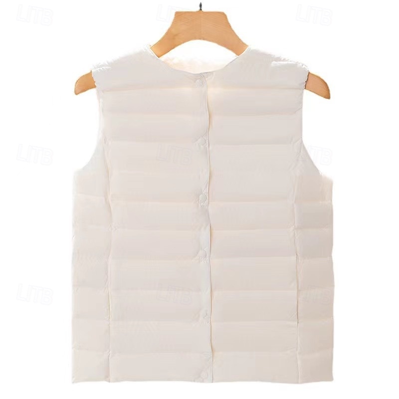 Mujer Chaleco Mantiene abrigado Cómodo Botones Casual Plano Vacaciones Fin de semana Botonadura Simple Regular Cuello redondo Ajuste regular Sin Mangas Ropa de calle Negro Blanco Azul cielo Otoño 2025 - $36.99 –P2