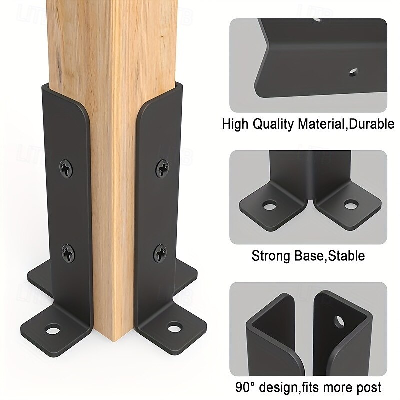Ensemble de supports d'ancrage réglables pour poteaux de terrasse de 1,5 x 1,5, 2 x 2, 2 x 4 et 4 x 4, support en métal lourd pour clôture en bois et gazebo de 2025 ? $9.49 –P5