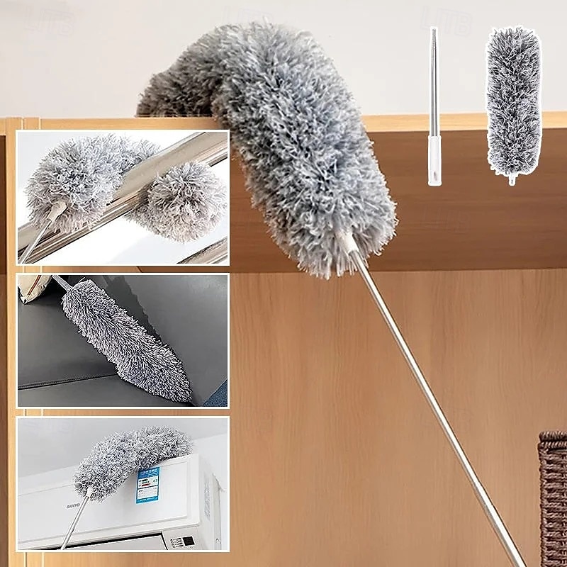 Plumero de microfibra curvo, retráctil y lavable, de 2,8 metros de largo, con mango extensible, flexible y electrostático, ideal para limpiar el hogar, ventiladores de techo de gran alcance, 2025 - $6.49 –P15