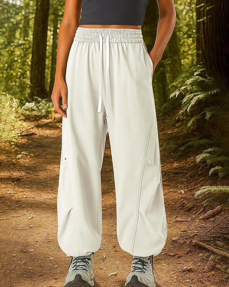 Damen Hose mit weitem Bein Wanderhosen Regenhose zum Wandern Außen Normale Passform Wasserdicht Winddicht Unterteile Kordelzug Tasche Elastischer Bund Schwarz Weiß Camping / Wandern Laufen S M L XL 2025 - $39.99 –P5
