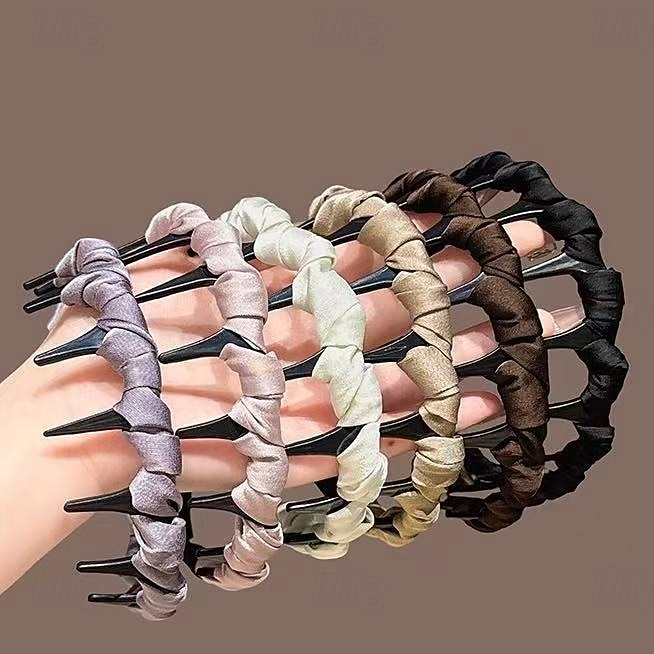 Diadema retro de calavera alta con perlas para mujer, 3/6 unidades, diadema francesa antideslizante con dientes, elegante accesorio para peinar el cabello y lavarse la cara. 2025 - $9.99 –P3