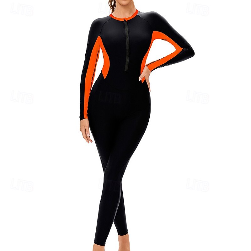 Dame Badedrakt Rash-guard UV Solbeskyttelse UPF50+ Langermet Badetøy Ta igjen glidelåsen Svømming Surfing Lapper Vår Høst 2025 - $32.99 –P6