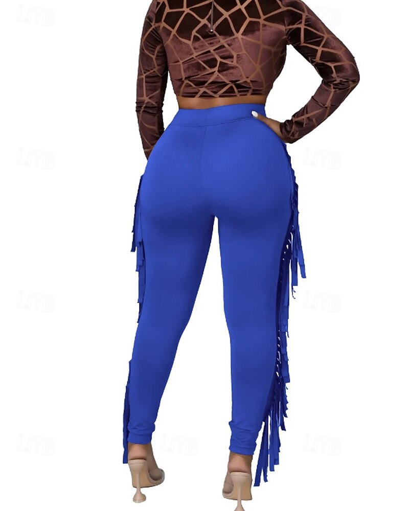 Naisten Housut Sukkahousut Mukavat leggingsit Katutyyli Vapaa-aika Täyspitkä Luonnollinen Tavallinen Tupsu Joustava vyötärö Mukava Pyhäpäivä Arki-asut Viikonloppu purppura Musta Valkoinen Armeijan 2025 - $24.99 –P15