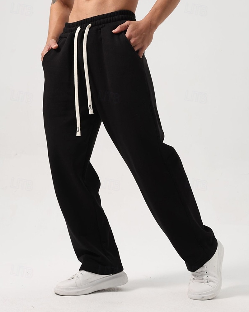Men's Sweatpants Trousers Straight Leg Sweatpants Drawstring Pocket Elastic Waist Plain Comfort Sports Outdoor Daily Fashion Casual Black White Micro-elastic 2026 - $21.99 –P20