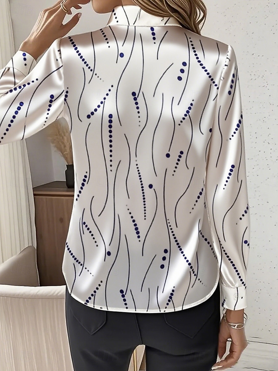 Dame Skjorte Arbeidsskjorter Grafisk Geometrisk Elegant Stilfull Fritid Langermet Skjortekrage Vanlige topper Arbeid Festkveldsklær Daglig Glimmer Hvit Rosa Blå Oransje Grønn Vår, Høst, Vinter, Sommer 2025 - $35.99 –P2