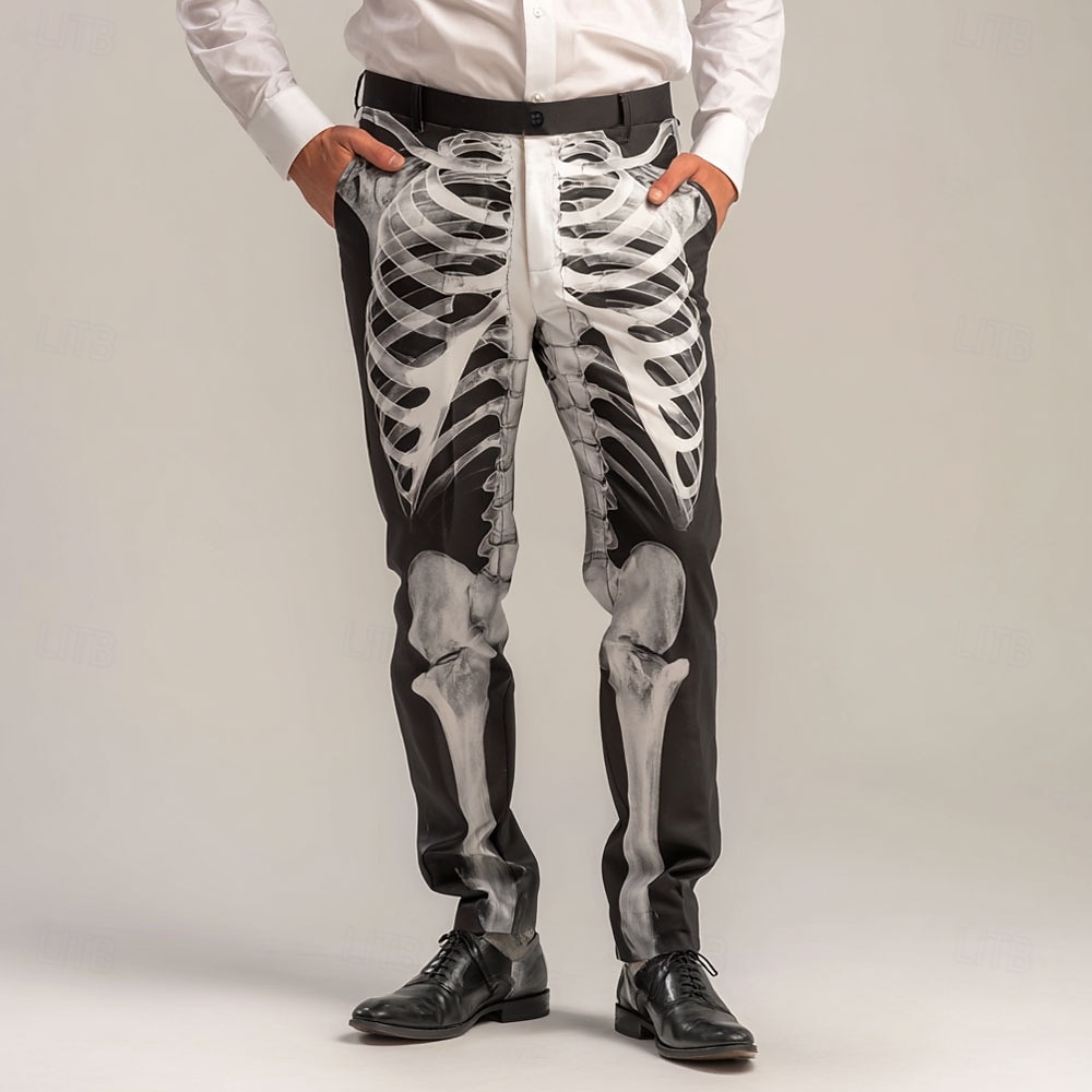 Pantaloni Costumi Scheletro da Uomo Pantaloni Eleganti Pantaloni da Abito Vita Media Casual All'aperto Scadenza Pantaloni Slim Fit con Tasche Primavera Autunno 3D Stampati Bianco Viola Arancione del 2026 a $33.99 –P1