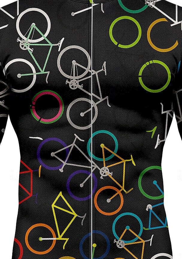 Hombre Tops Maillot de Ciclismo Graphic Geométrico Bicicleta Manga Larga Bicicleta Maillot Camiseta con 3 bolsillos traseros Sol Protección Solar Filtro Solar Secado rápido Deportes Negro Ropa 2025 - $34.99 –P3