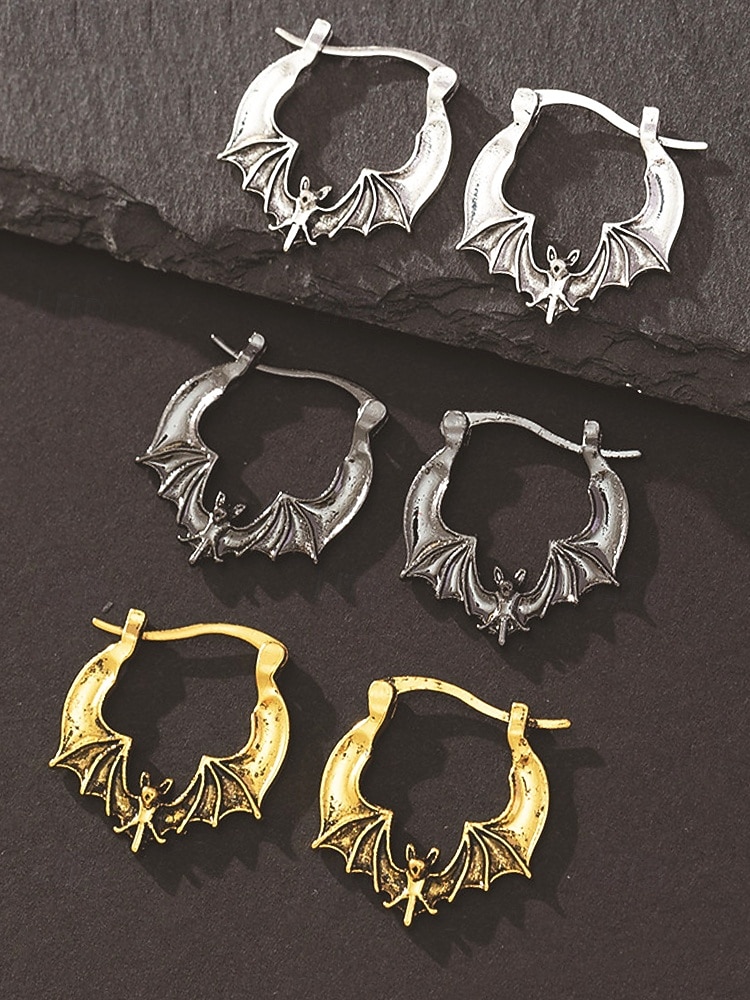 Boucles d'oreilles créoles chauve-souris pour femme, style gothique punk, en alliage, idéales pour les fêtes, les cosplays et les sorties nocturnes. de 2025 ? $7.99 –P6