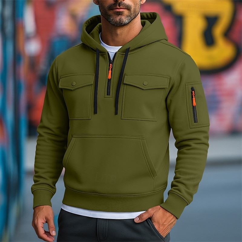 Per uomo Felpa con cappuccio Felpa con cappuccio a zip intera Felpa con cappuccio in pile Felpa con cappuccio tattica Nero Bianco Verde militare Rosso Borgogna Con Cappuccio Semplice Cerniera Tasca del 2025 a $27.99 –P7