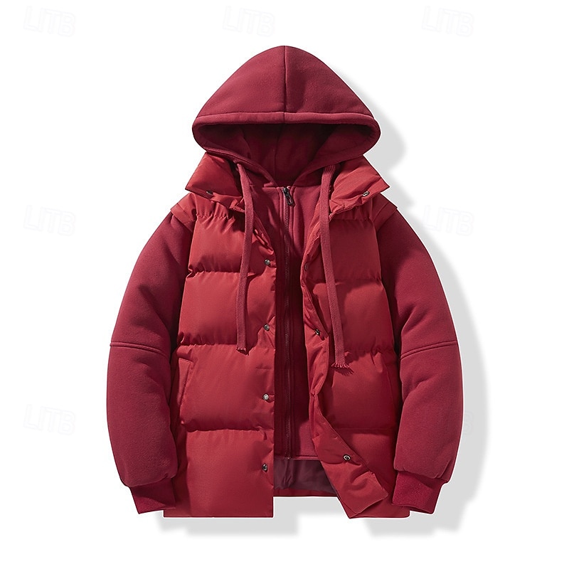 Herr Vinterkappa Pufferjacka Vadderad jacka Ficka Polyester Semester Dagliga kläder Datum Normal Mode Ledigt Bekväm Håller värmen Vinter Enfärgad / vanlig färg Svart Vit Ljusgrön Röd Pufferjacka 2025 - $60.99 –P9