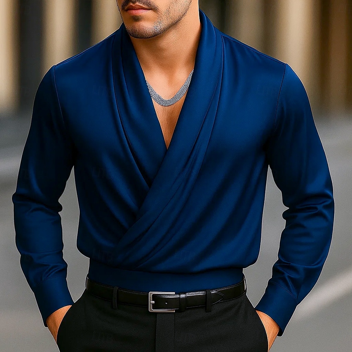 Per uomo Camicia Camicia in raso Camicia elegante Camicia casual Camicia con Bottoni Camicia da Ballo Semplice Formale Matrimonio Nero Bianco Vino Blu marino Manica Lunga Bavero Tutte le stagioni del 2025 a $23.99 –P7