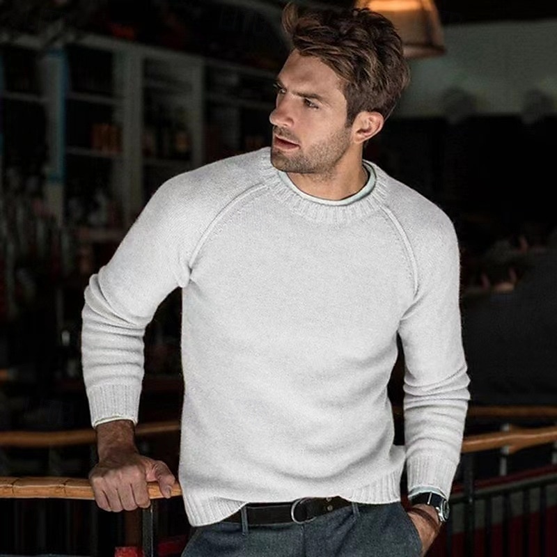 Hombre Pulóveres Suéter de punto Estriado Tejer Tops regulares De Punto Ajustado Plano Cuello Barco Prendas de punto Moderno Casual Ropa Cotidiana Ropa Otoño Color Camello S M L 2026 - $34.99 –P7