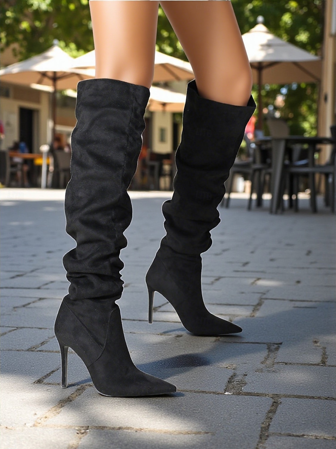 Bottes hautes pour femmes, style jambe large, convertibles au-dessus du genou, bottes à talon aiguille à bout pointu en daim pour des tenues de mode décontractées urbaines de 2025 ? $69.99 –P3