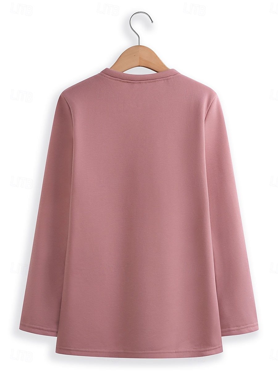 Felpa da donna felpa foderata in pile pigiama caldo grafica con lettere calda casual morbida maniche lunghe collo rotondo top regolari street casual nera gialla rosa rosa scuro blu primavera autunno del 2025 a $22.99 –P2