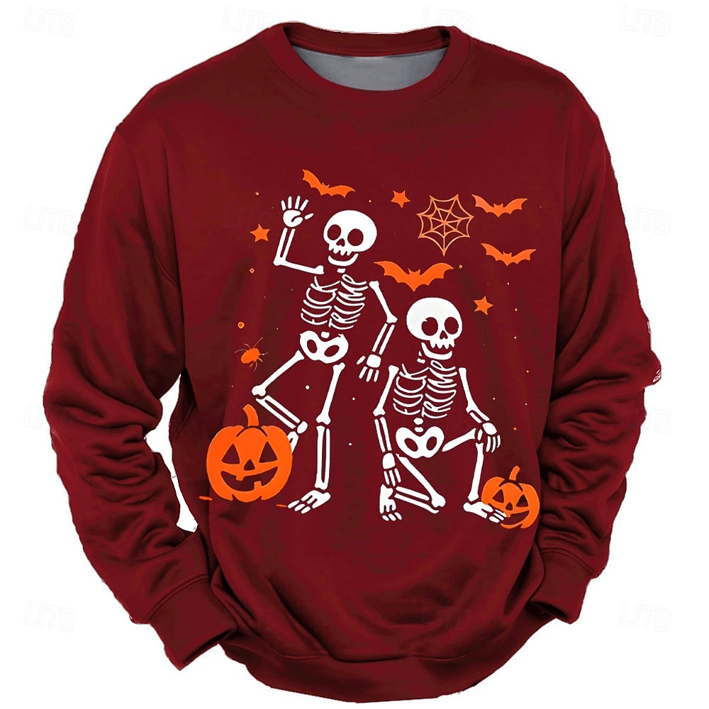 Halloween Pánské Lebky Mikina Punk Večírek Tričkový Dovolená Černá Rubínově červená Výstřih ke krku 3D Celý rok Návrhář 2025 - $30.99 –P4