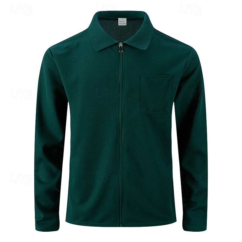 Homme Veste Légère Veste gaufrée Veste Décontractée Vacances Quotidien Respirant Avec Poches Printemps Automne Uni Mode Classique Revers Régulier Noir Blanche Vin Vert foncé Kaki Veste de 2025 ? $24.99 –P3