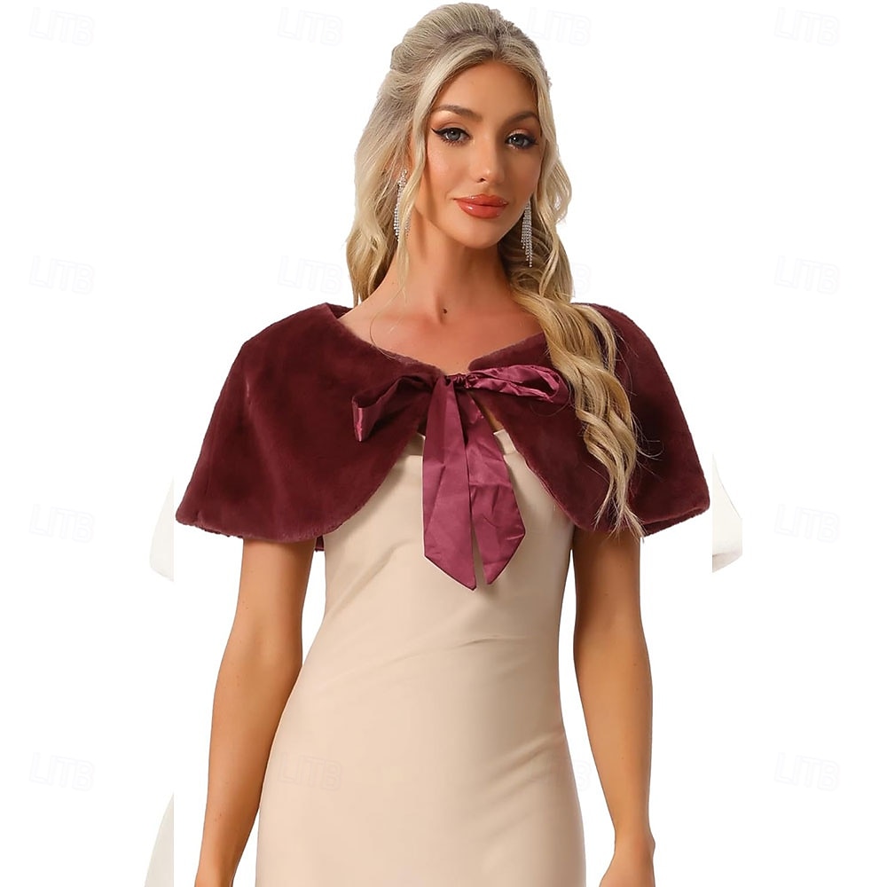 Damenumhang Elegant warm halten Ärmellos Kunstpelz Hochzeit Schals Mit Unifarbe Für Hochzeit Herbst Winter 2026 - $17.49 –P7