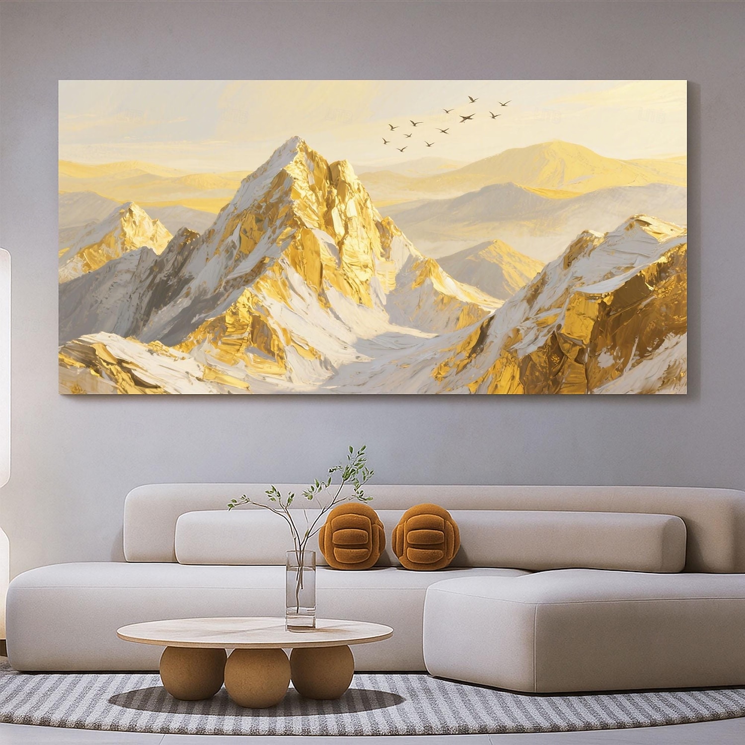Duże złote góry na płótnie, oryginalna złota sztuka ścienna, tekstura 3D, impasto, abstrakcyjny, naturalny krajobraz, wystrój boho, salon, wystrój domu 2025 - $41.99 –P5