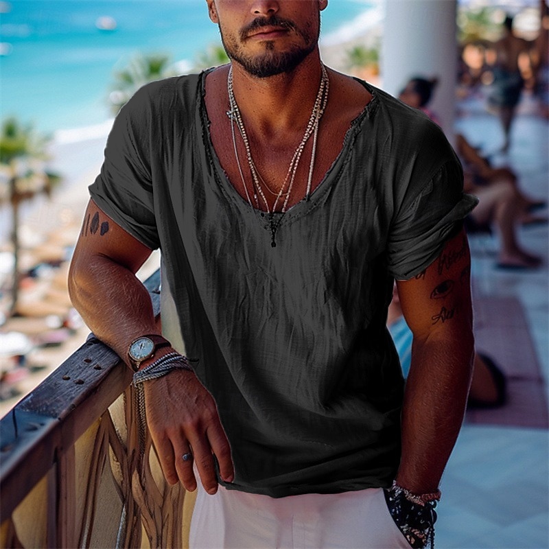Ανδρικά Μπλουζάκι Κοντομάνικα Κοντομάνικο μπλουζάκι Μπλουζάκι μπλουζάκι Κοντομάνικο Λαιμόκοψη V Καλοκαίρι Σκέτο Μοντέρνα Υψηλής Ποιότητας Βασικό Κλασσικό Διακοπές Δρόμος Εξόδου 2026 - $19.99 –P6