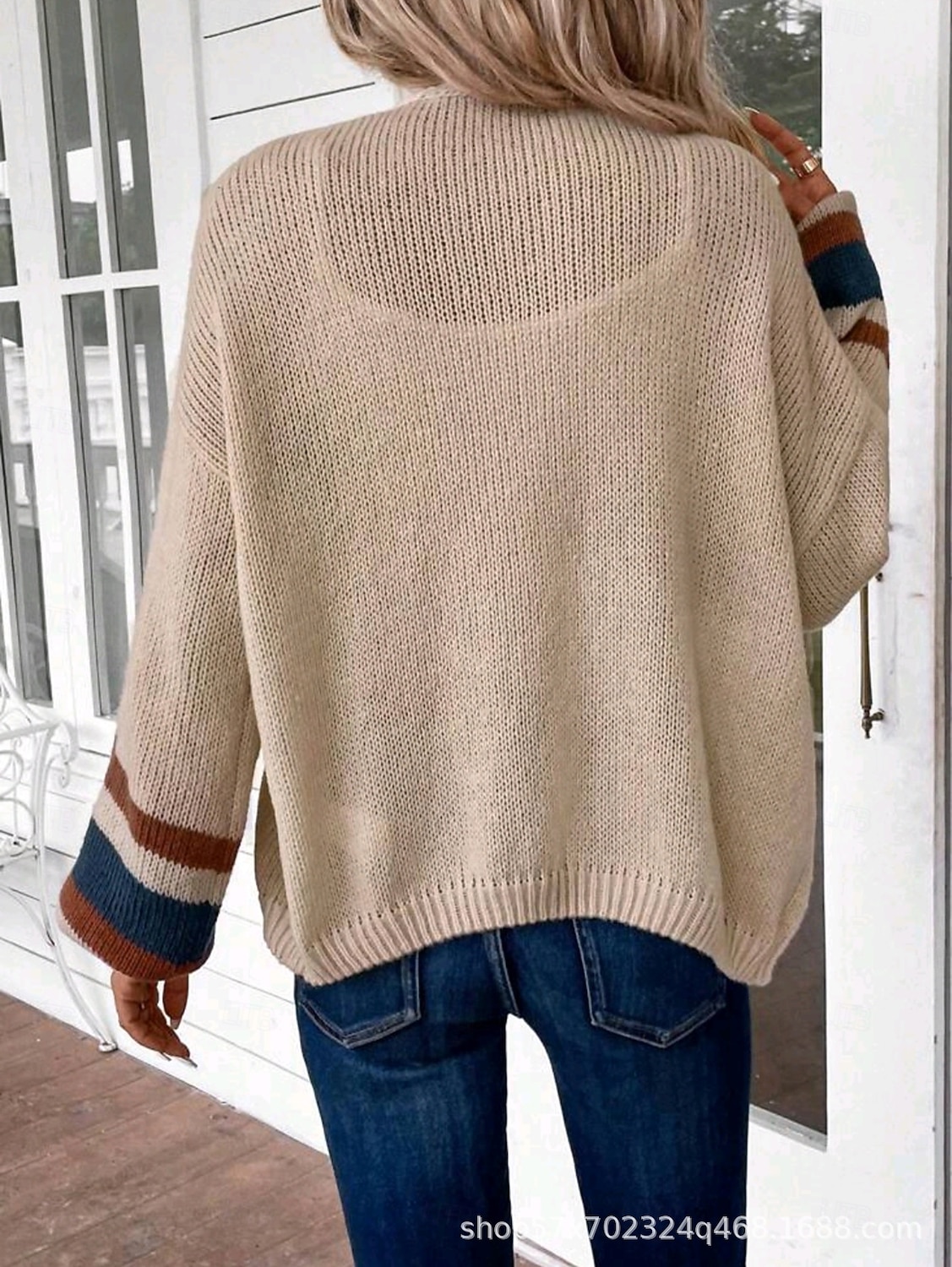Dame Kofte Elegant Ferie Årgang Åpen Forside Stripe Drop Shoulder Langermet Vanlige topper Strikke Skole Hjem Fest Svart Kakifarget Høst Vinter 2025 - $28.99 –P10