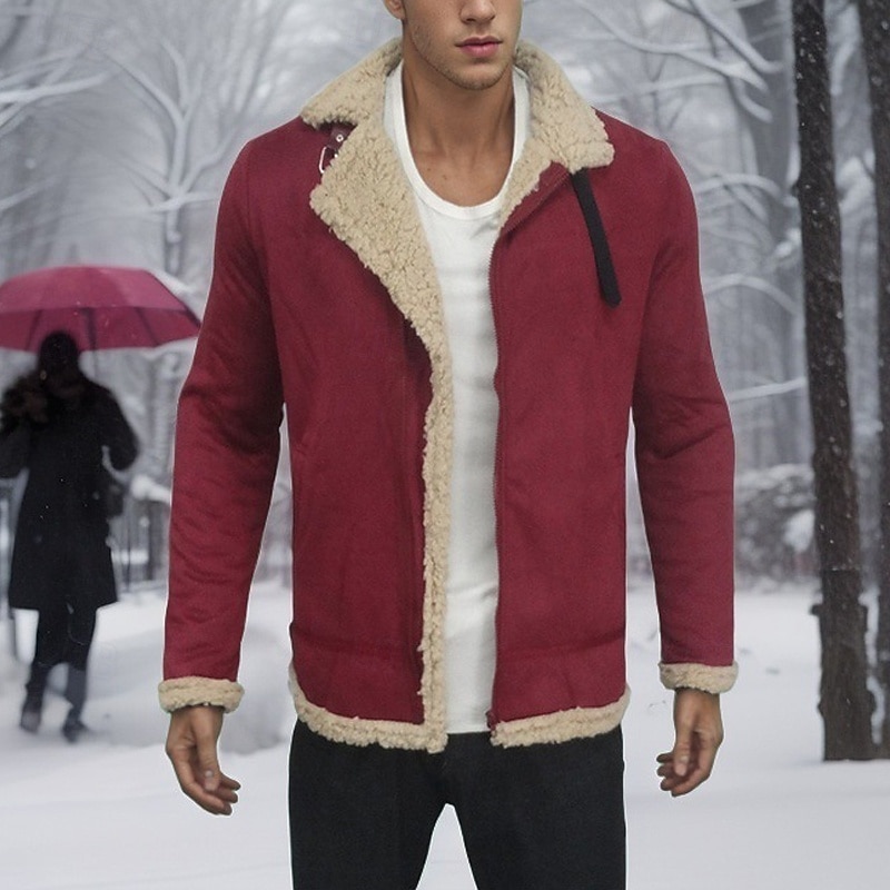 Miesten Talvitakki Sherpa takki Loma Päivittäin Pidä lämpimänä Tasku Fleece Talvi Tavallinen Muoti Katutyyli Kauluskäänne Normaali Musta Keltainen Viini Kahvi Jackets 2025 - $48.99 –P3