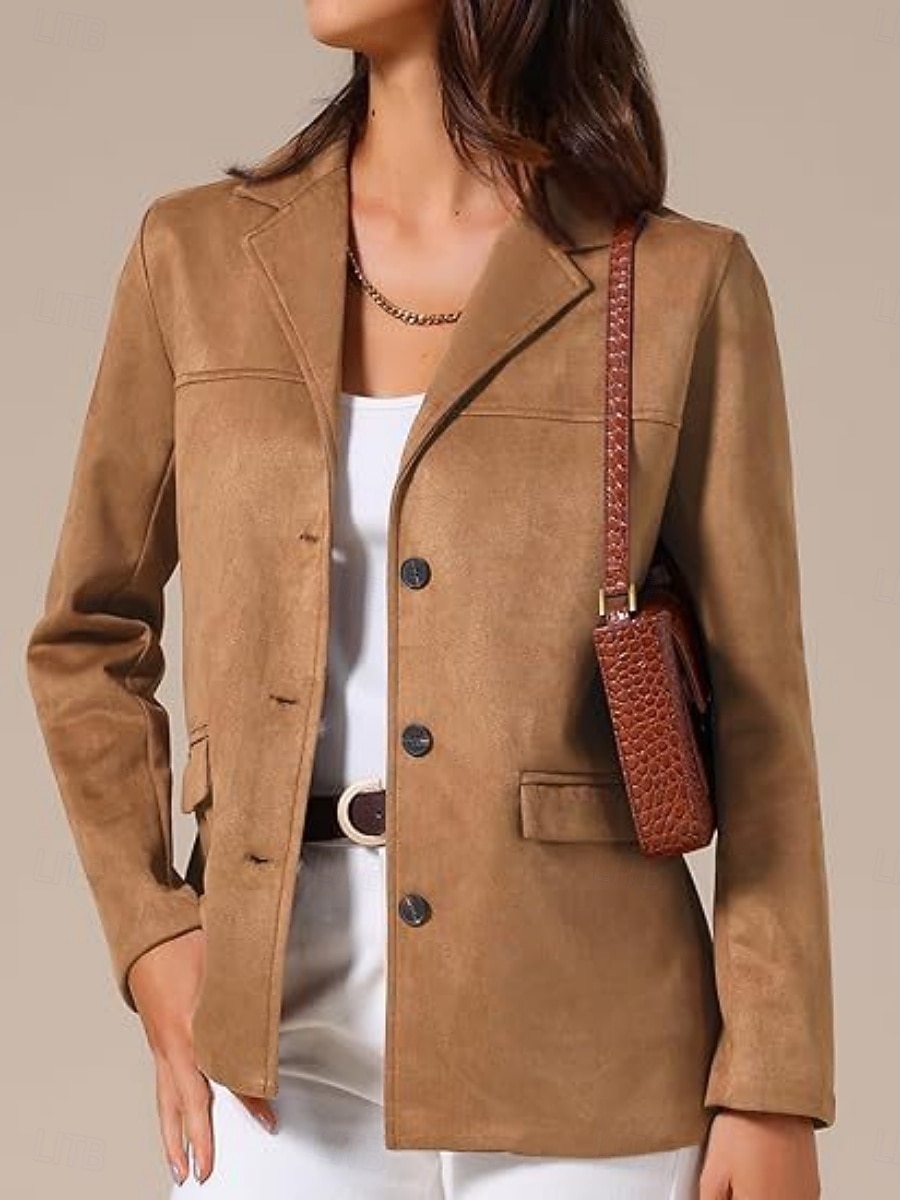 Femmes Veste Décontractée Confortable Respirant Boutons ancien Occasionnel Uni Vacances Rue Occasionnel Tenue quotidienne Simple Boutonnage Régulier Col Rabattu Coupe régulière manche longue de 2025 ? $33.99 –P1