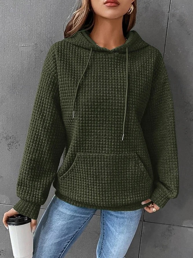 Per donna Felpa con cappuccio Casual Comodo Manica Lunga Con Cappuccio Top Regolari Casuale Tasca Frontale Marrone rossastro Nero Bianco Giallo Rosa Autunno Inverno del 2025 a $25.99 –P12