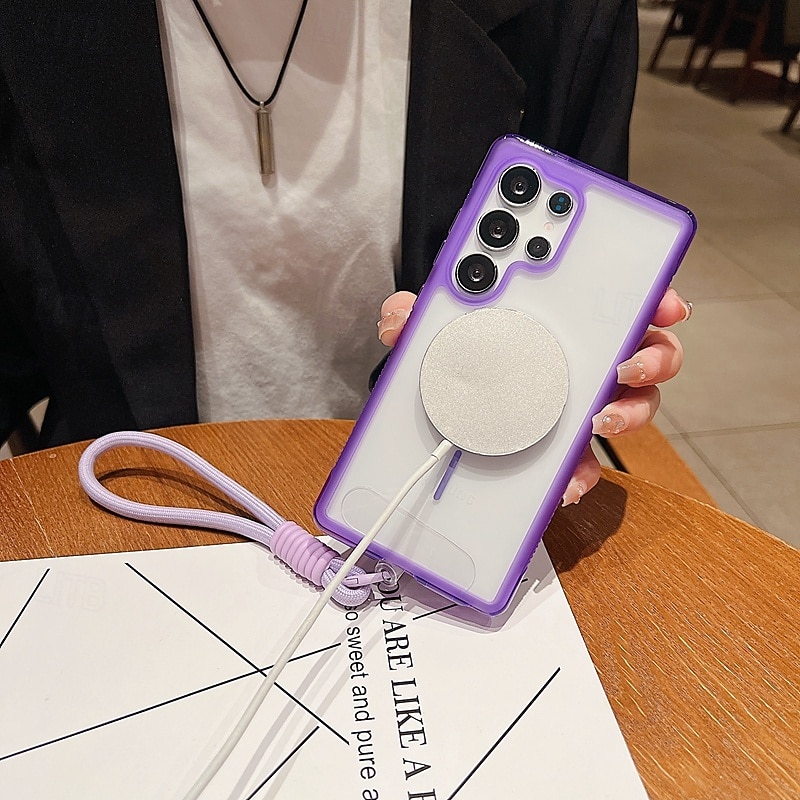 2025年 電話 ケース 用途 サムスンのギャラクシー S25 Ultra Plus S25エッジ S24 Plus バックカバー ストラップ付き ワイヤレス充電をサポート 耐衝撃 レトロ風 TPU アクリル コレクション – $15.99 –P17