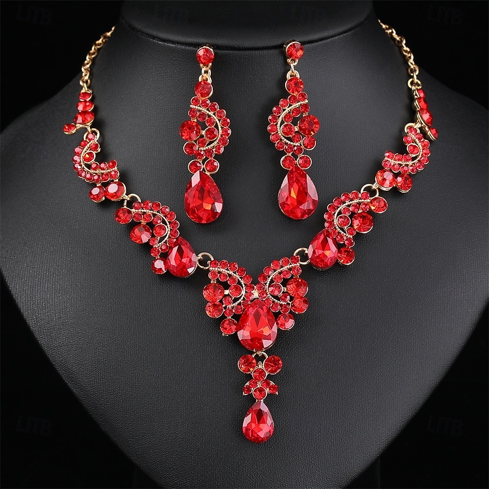 Parure de bijoux 2 Chrome 1 Collier Boucles d'oreilles Femmes Élégant ancien Mode Le style rétro Classique Parure de Bijoux Pour Mariage Soirée robe demoiselle d honneur de 2025 ? $19.99 –P14