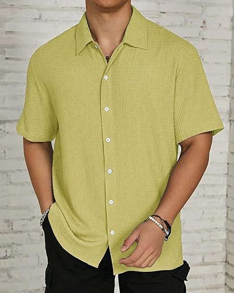 Per uomo Camicia Camicia Estiva Camicia casual Camicia da Spiaggia Camicia con Bottoni Marrone Scuro Nero Bianco Verde chiaro Rosa Manica Corta Semplice Bavero Vacanza Camicia hawaiana Abbigliamento del 2025 a $23.99 –P10