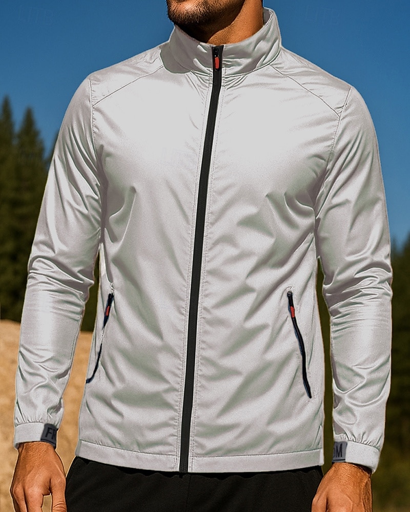 Herren Einfarbig Outdoorjacke Herbst Tasche Langarm Athleisure Sonnenschutz Leicht Laufen Training Outdoor Weiß Blau Grau Sportbekleidung Sportkleidung 2026 - $15.99 –P5