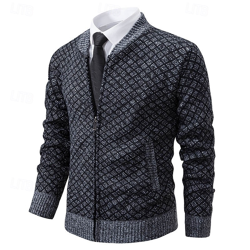 Herren Pullover Kleid Pullover Strickjacke Reißverschluss-Pullover Strickpullover Gerippt Stricken Normale Oberteile Gestrickt Gerippt Einfach Rundhalsausschnitt Mode Schals Geschäft Lässig Bekleidung 2025 - $29.99 –P3