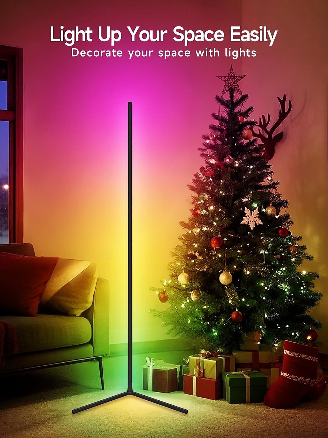 Luminária de canto de chão, pacote com 1, luminária de canto LED RGB com controle remoto, luz ambiente que muda de cor com 16 milhões de cores DIY para quarto, sala de estar e sala de jogos de 2025 por $62.99 –P1