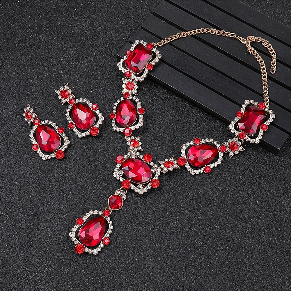 Sieradenset 2 Kromi 1 Ketting Oorbellen Dames Elegant Vintage Modieus Vintagestijl Klassiek Sieraden set Voor Bruiloft Feest Bruiloft gast 2025 - $29.99 –P2