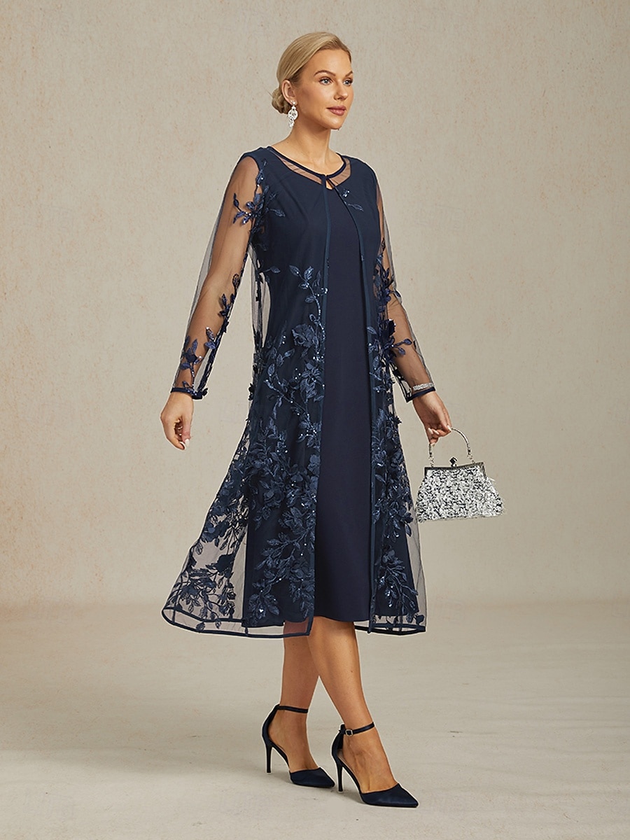 Femmes Robe Midi Robe fourreau Robe trapèze Élégant Mariage Soirée robe demoiselle d honneur Coupe régulière Couleur Unie Sans manches Col en V bleu marine Été Printemps Automne Hiver de 2025 ? $129.99 –P2