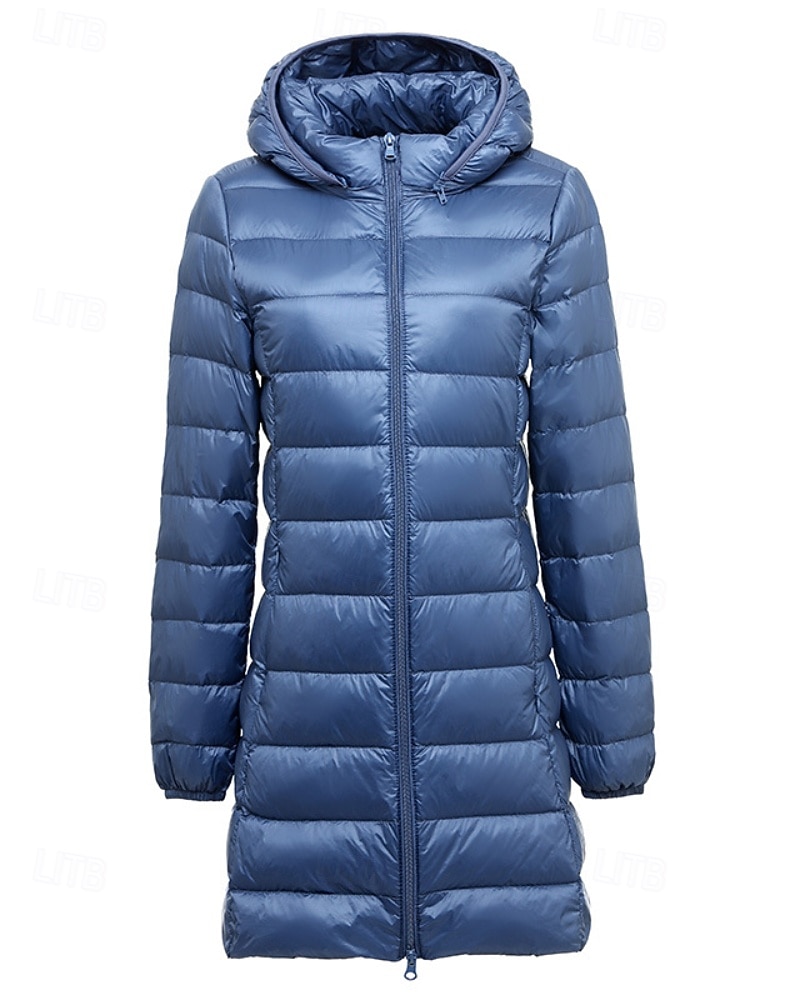 Femmes Doudoune Manteau Chaud Confortable Fermeture éclair Avec Poches Mode Uni Fête Décontracté Quotidien Week-end Fermeture éclair Long À capuche Coupe régulière manche longue Vêtements d'extérieur de 2025 ? $42.99 –P12
