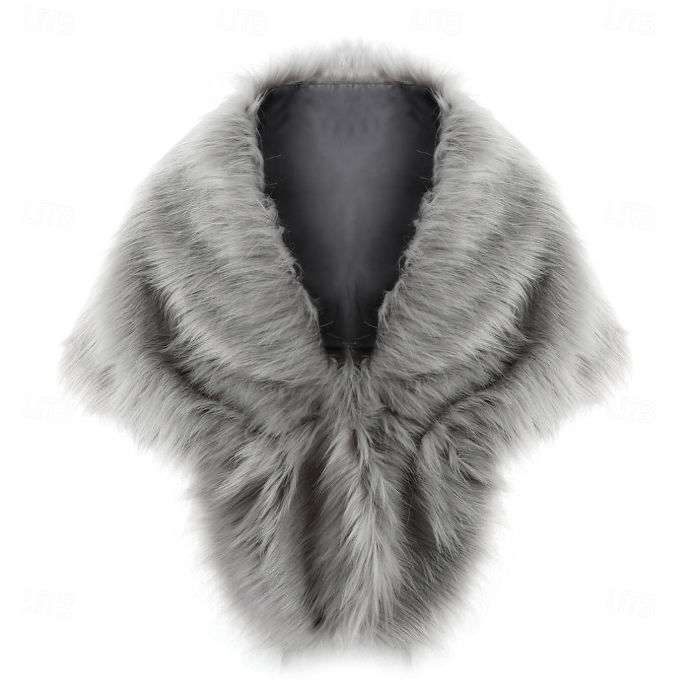 scialli e coprispalle in pelliccia sintetica da donna, sciarpe senza maniche per spose, sciarpe in pelliccia anni '20, stole in pelliccia da sposa con spilla, mantellina invernale in pelliccia per del 2025 a $39.99 –P7