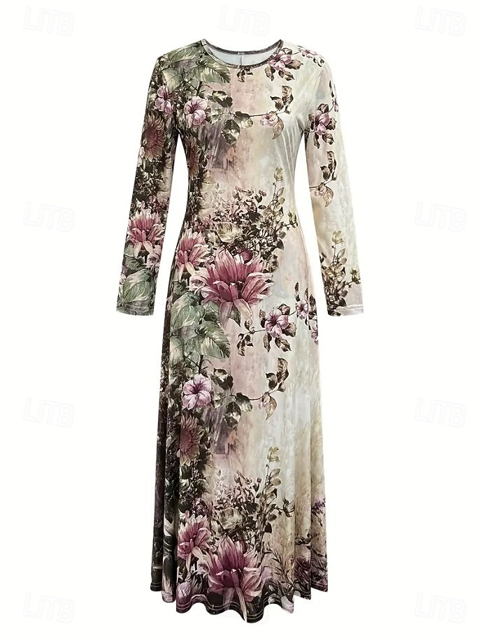 Påske Dame Maxikjole Kjole med A-linje Fit And Flare Dress Ferie Fritid Bohem Fest Daglig Ut på byen Normal Blomstret Grafisk Polkadotter Ermeløs Crew-hals Beige Sommer Vår Høst Vinter 2025 - $36.99 –P2