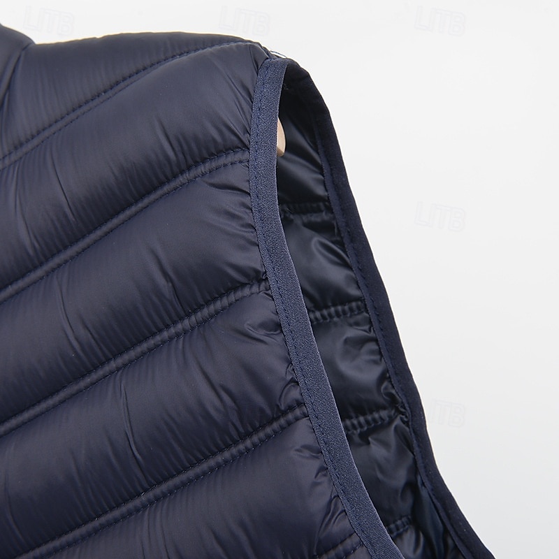 Herren Steppweste Weste Gilet Urlaub Täglich Date Mode Lässig Winter Tasche Polyester Warm Bequem Einfarbig Reisverschluss Stehkragen Normale Passform Schwarz Marineblau Grau Weste 2025 - $23.99 –P5