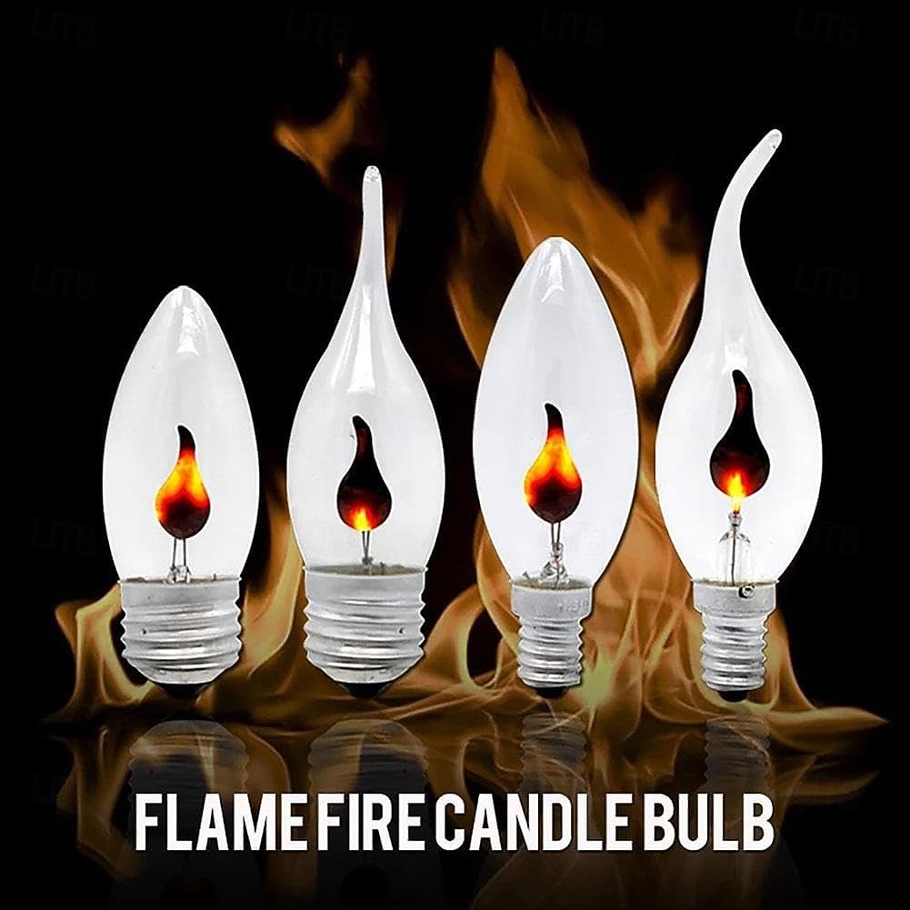 lampadine a incandescenza stile tremolante e14/e27, lampadine a candela, lampade a candela di Halloween, lampadine a effetto fiamma a LED del 2025 a $16.49 –P1