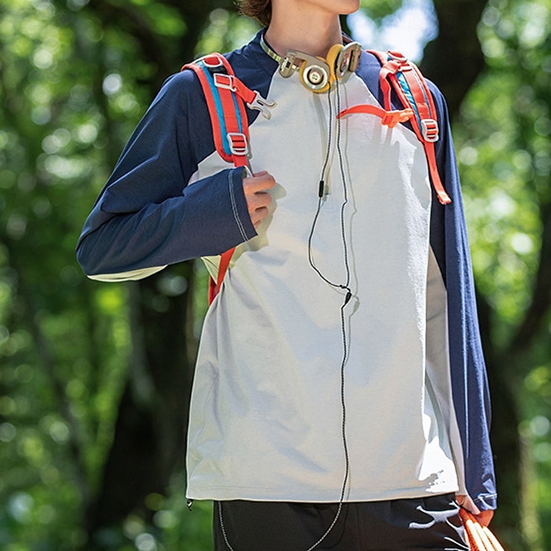 Муж. Рубашка для туризма и прогулок Рубашка с застежкой-молнией на четверть Футболка с защитой от ультрафиолета Длинный рукав Верхняя часть На открытом воздухе УФ-защита от солнца Быстровысыхающий 2026 - $31.99 –P7