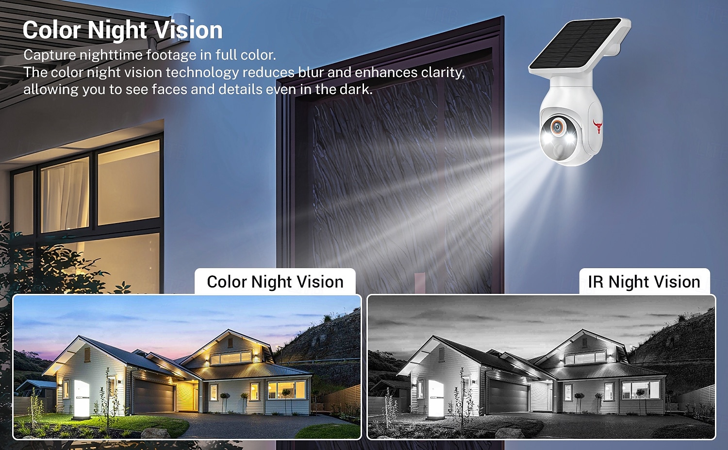 Камера видеонаблюдения с разрешением 1080p Wi-Fi, питанием от солнечной батареи, панорамированием, наклоном, искусственным интеллектом, обнаружением движения, ночным видением, двусторонней связью, 2026 - $74.99 –P4